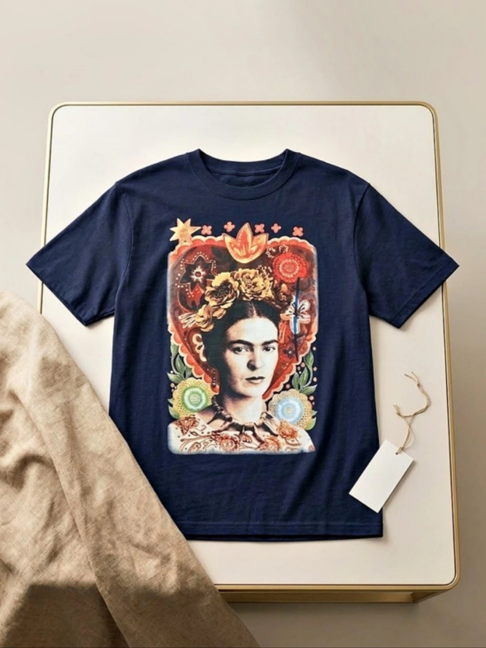Frida Kahlo Graphic Tee in Blue NWT